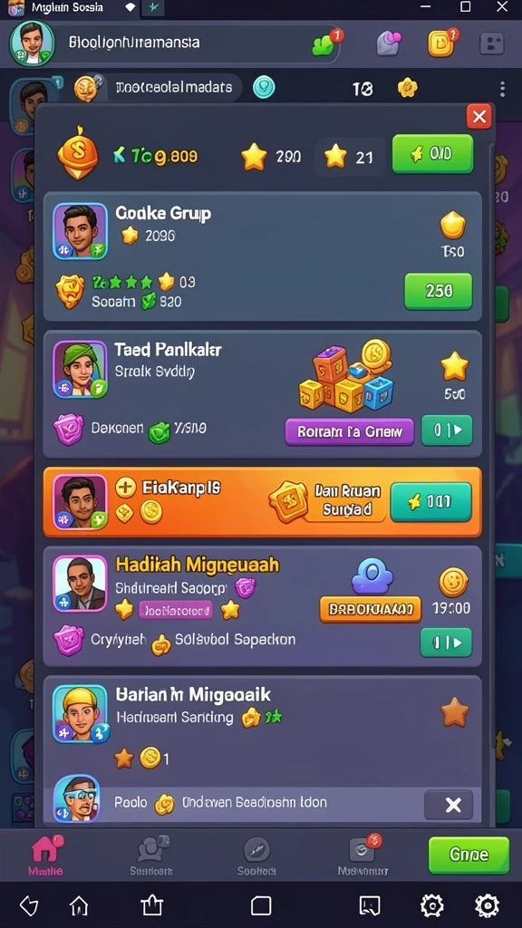 Fitur turnamen harian dengan hadiah menarik.