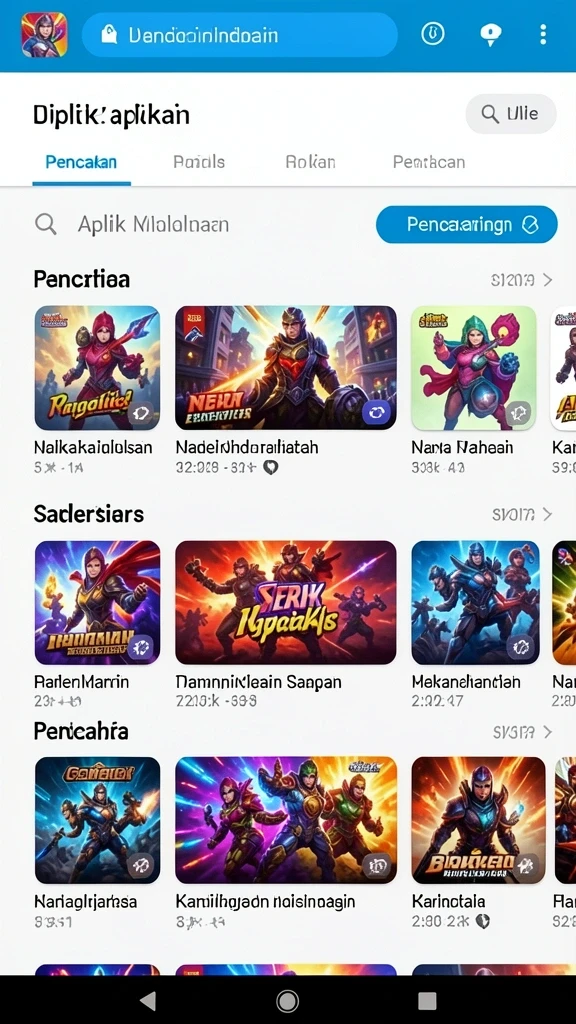 Tampilan menarik dengan menu permainan yang mudah diakses.