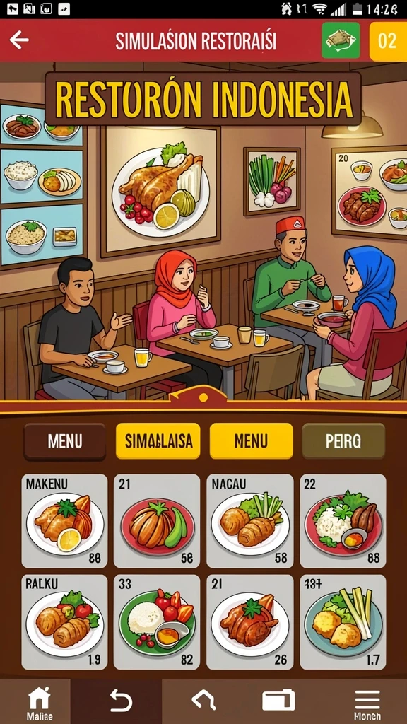 Tampilan menu utama yang menarik dan mudah dipahami.